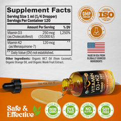 NUTRAHARMONY D3 K2 drops are sugar-free and orange flavored for easy use