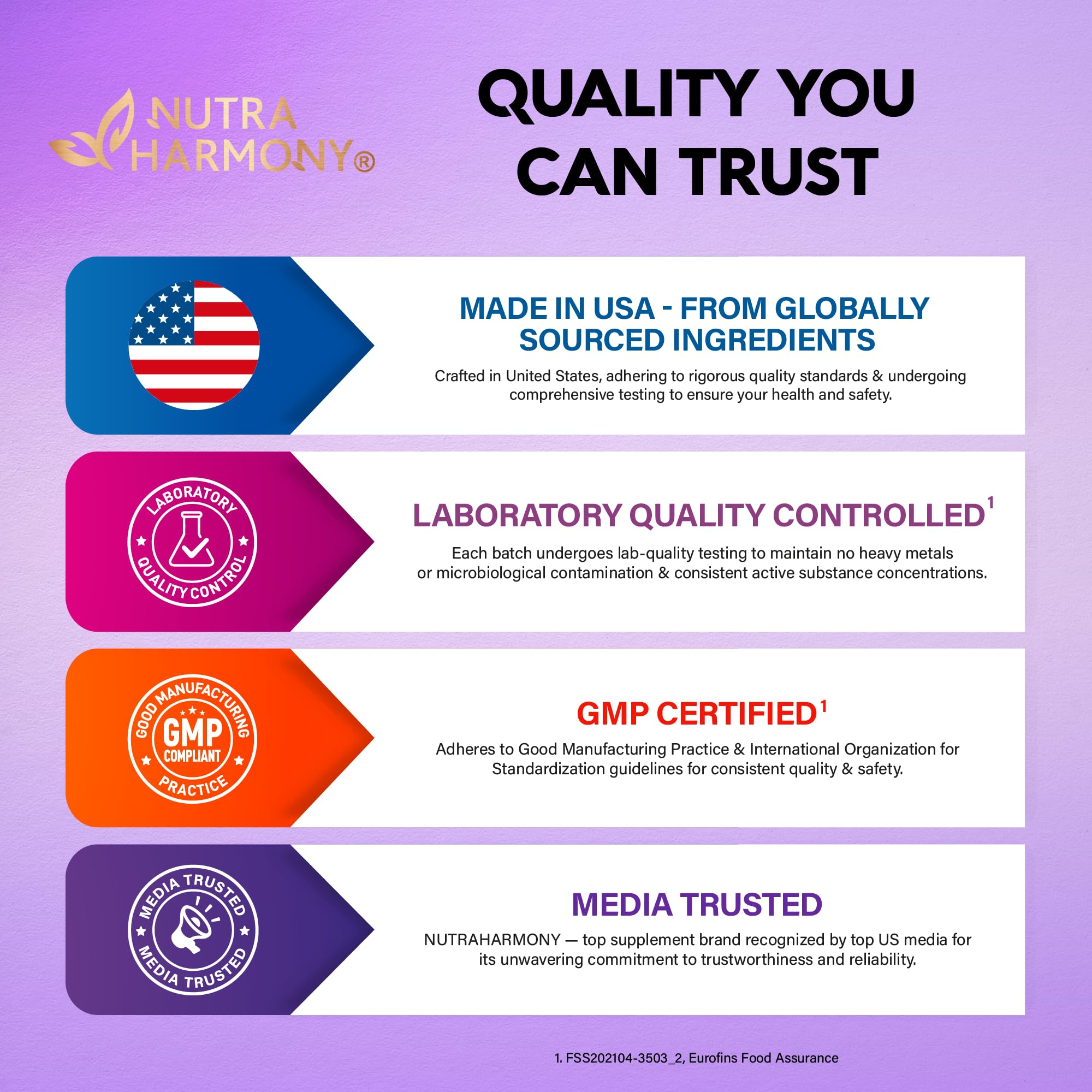NutraHarmony shelf display indicates trusted USA-made option