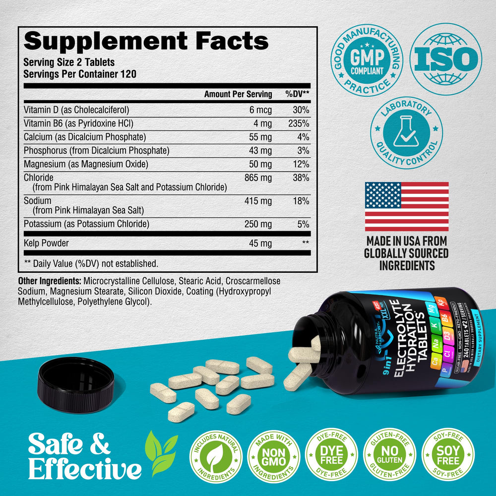 NUTRAHARMONY Electrolytes made in USA label for quality