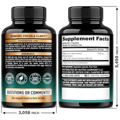 NutraHarmony Lions Mane capsules pour: easy 1200 mg dose for cognitive support