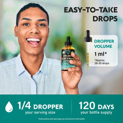 Dropper with measurement marks supports controlled intake.