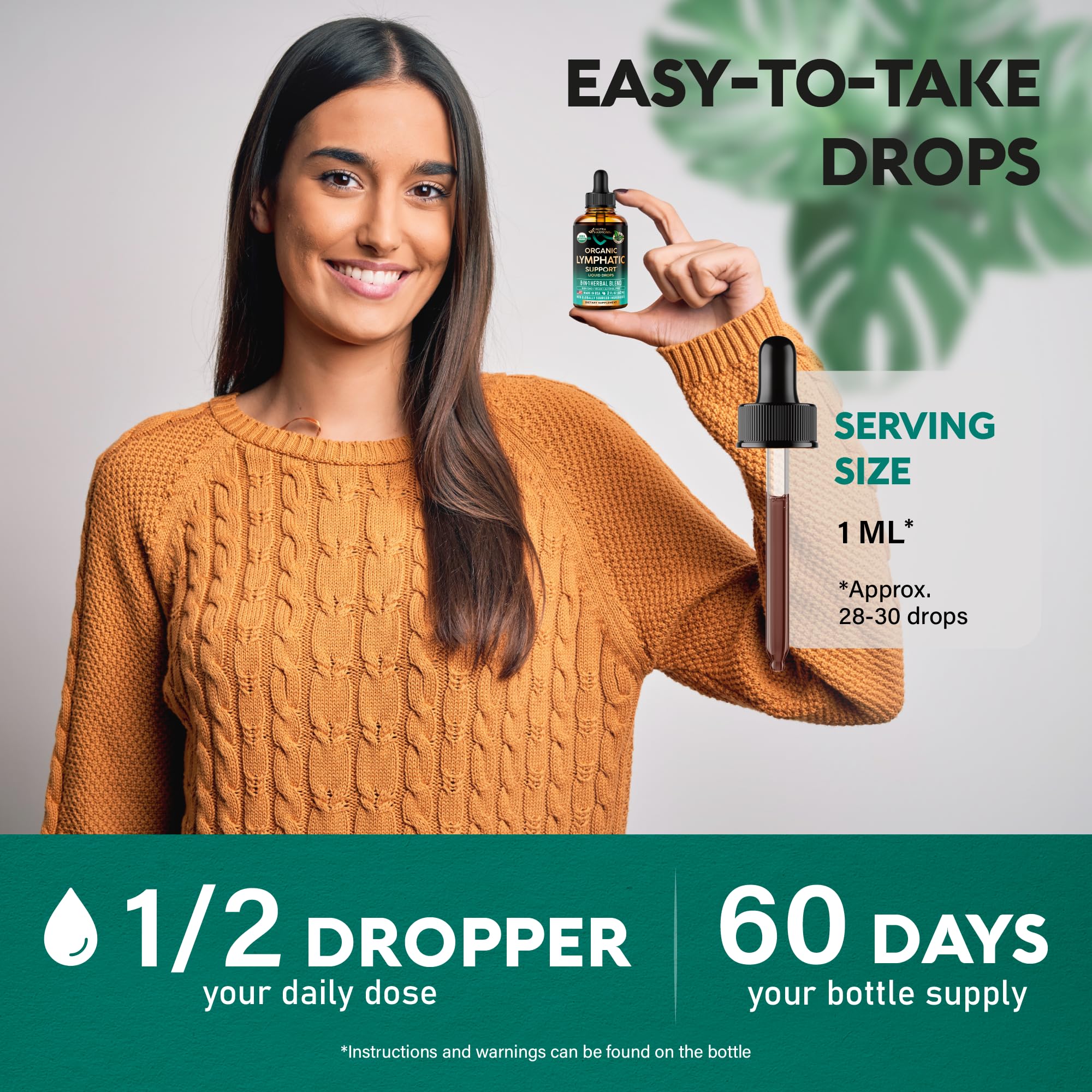 NUTRAHARMONY Lymph Drops label close-up with organic certification