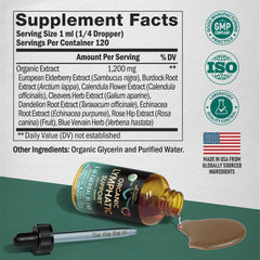 Made in USA stamp on NutraHarmony lymph drops packaging.