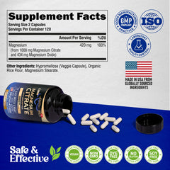 NutraHarmony Magnesium Citrate bottle on shelf conveys USA-made quality.