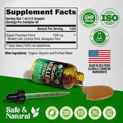NutraHarmony Mullein Drops packaging box beside bottle.