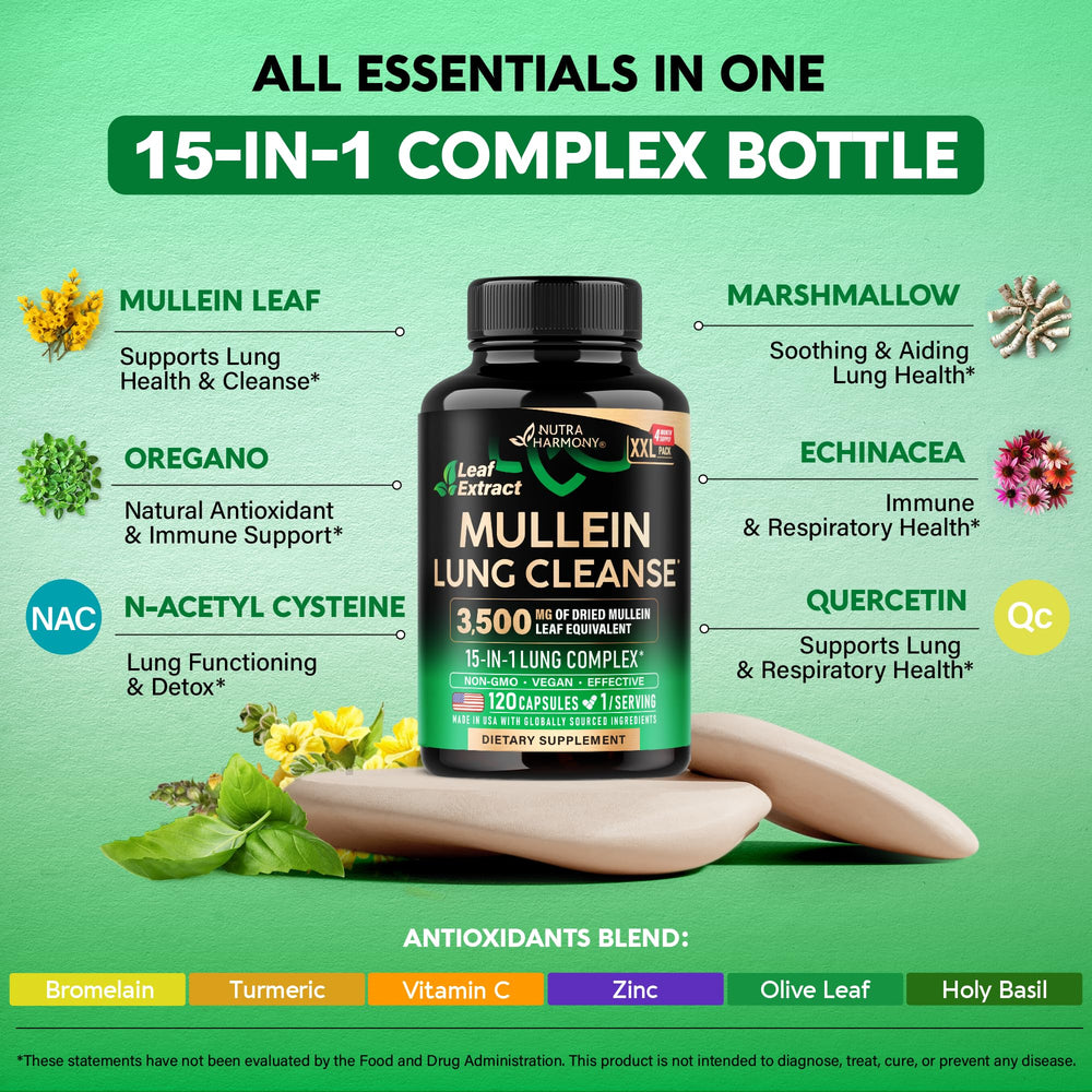 NutraHarmony Mullein Leaf Extract packaging outer box on display
