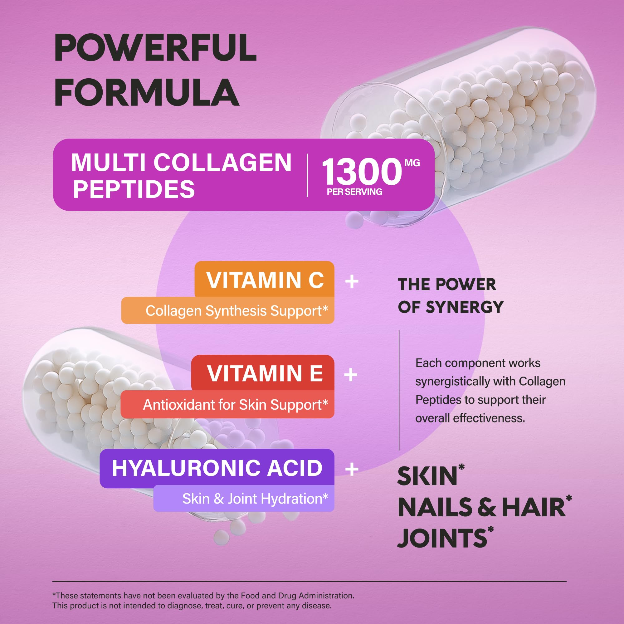 NutraHarmony multi collagen bottle pour demonstrates easy daily intake