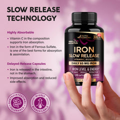 NUTRAHARMONY vitamin blend capsules complement iron for balanced daily nutrition.