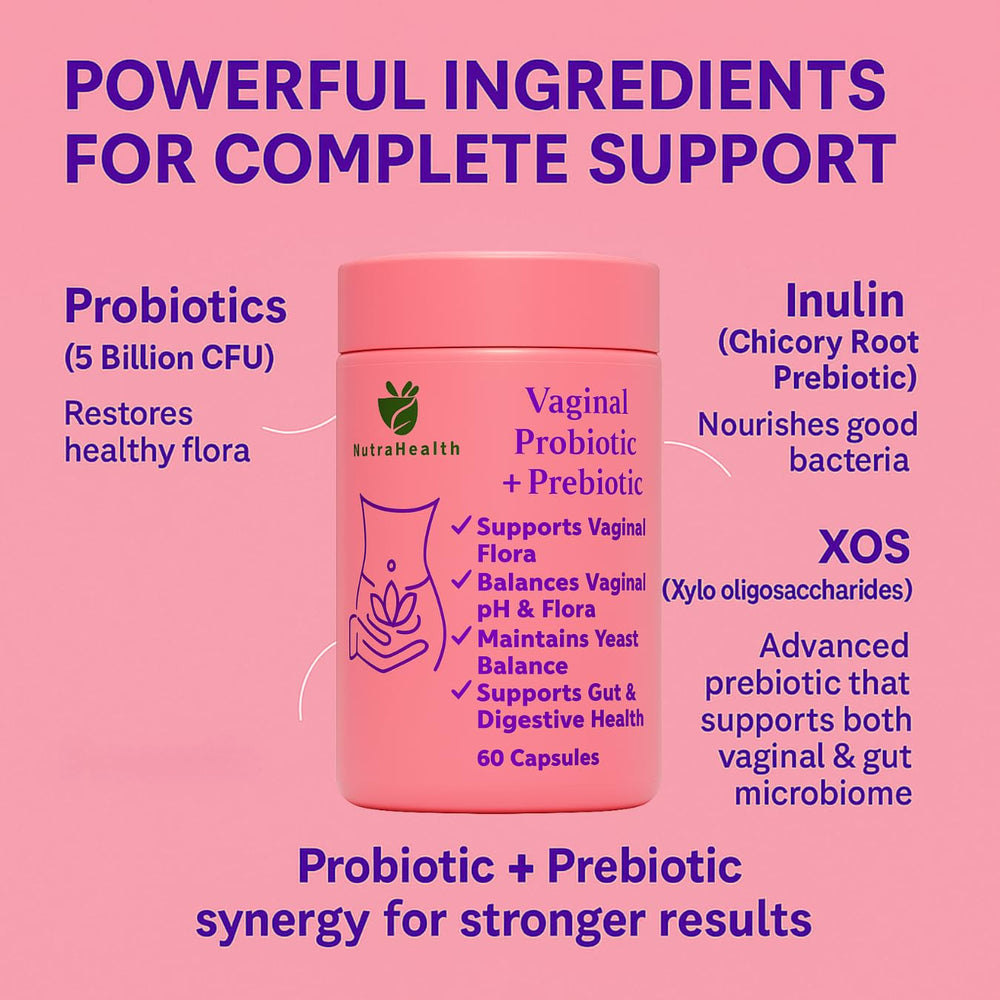 NutraHealth XOS chicory prebiotics label supporting beneficial bacteria balance.