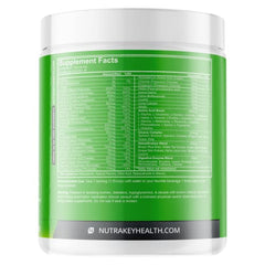 NutraKey Envie powder with spoon and glass, convenient daily nutrition for on-the-go lifestyles.