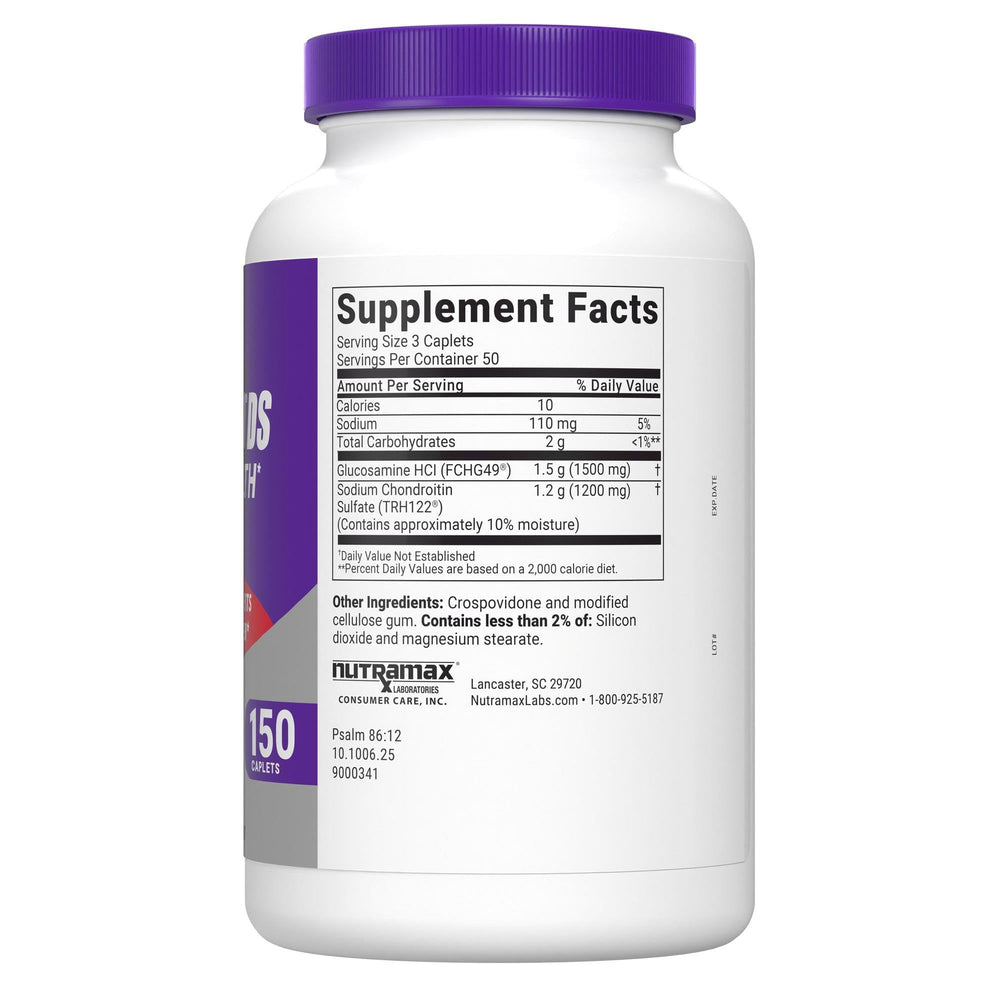 Cosamin DS caplets close-up showing glucosamine and chondroitin ingredients.