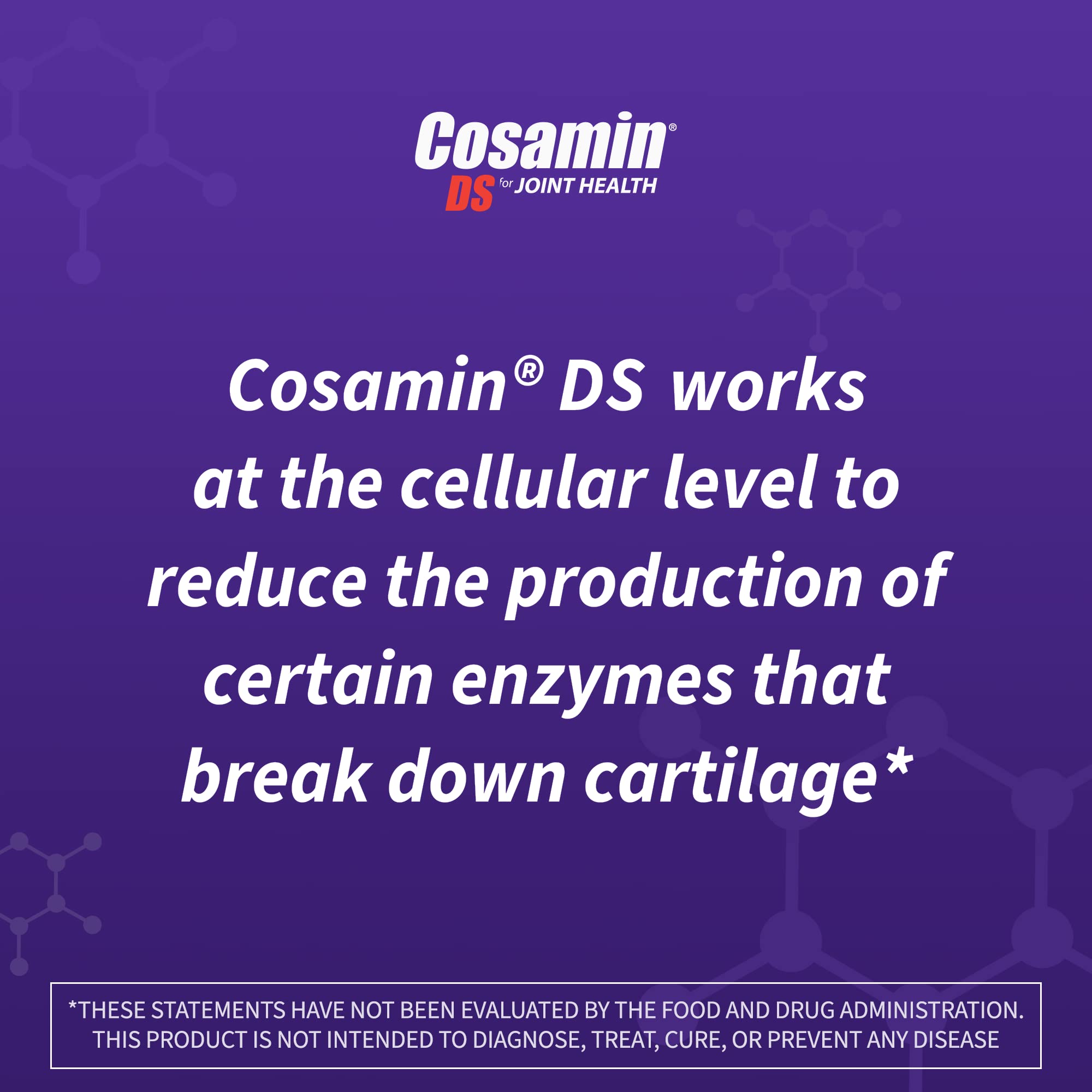 Cosamin DS caplets stacked to illustrate dosage and support.
