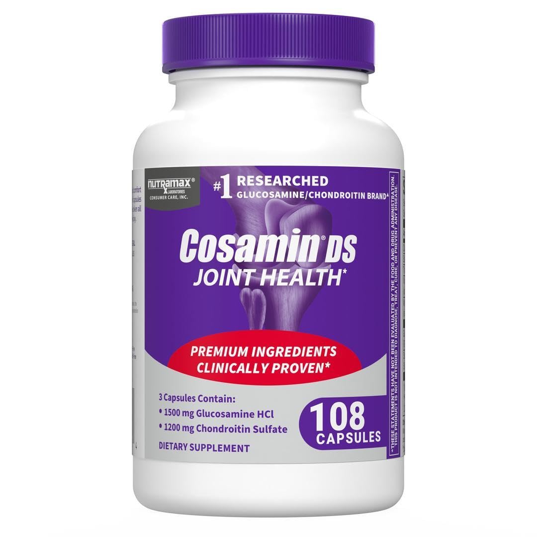 Cosamin DS bottle visual from Nutramax showing capsules for daily joint support.