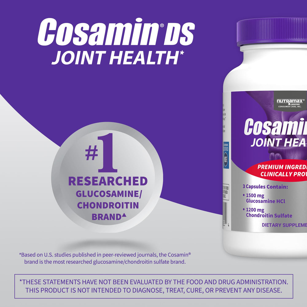 Cosamin DS capsules lineup with Nutramax bottle, for a simple daily routine.