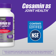 Cosamin DS open bottle with capsules visible, easy daily use.