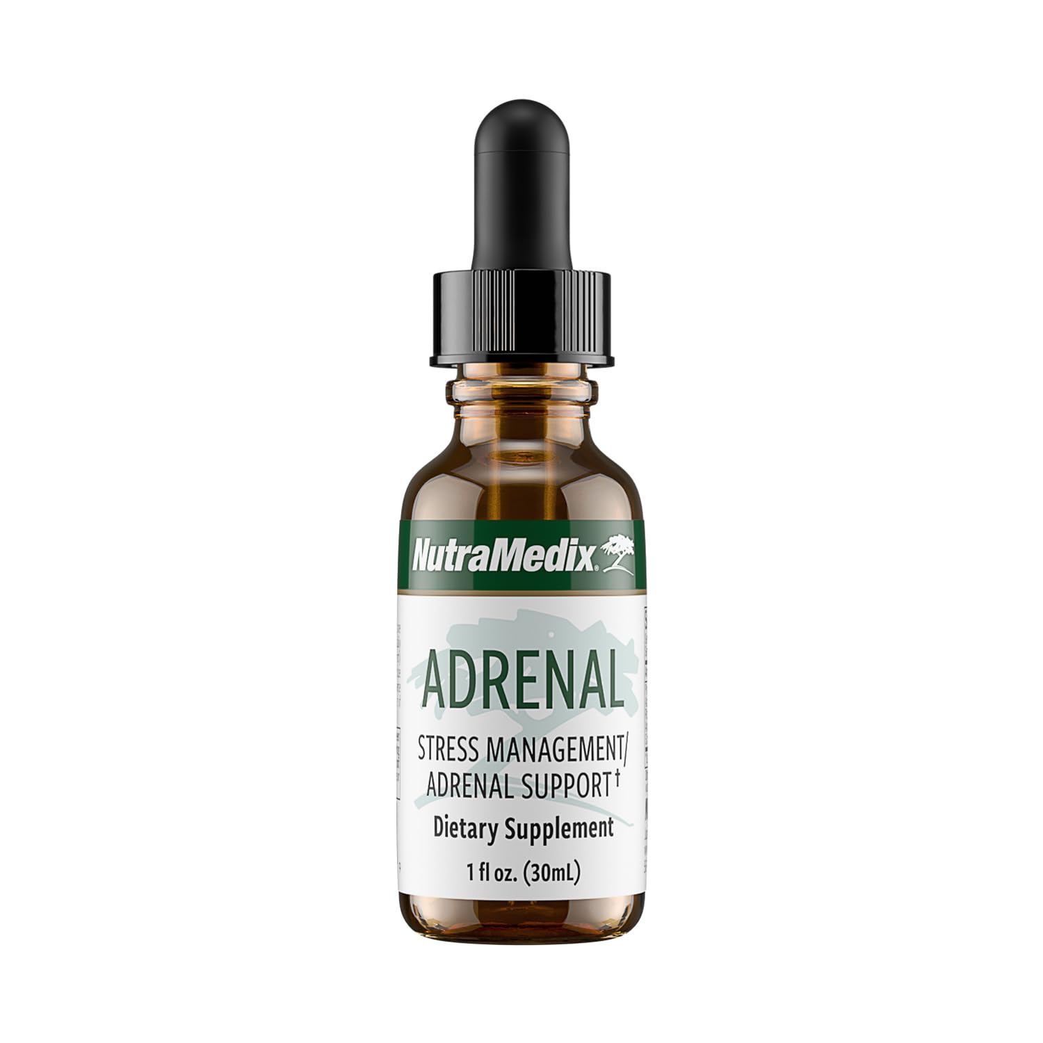 NutraMedix Adrenal Fatigue bottle front showing vegan adaptogen blend for steady energy.