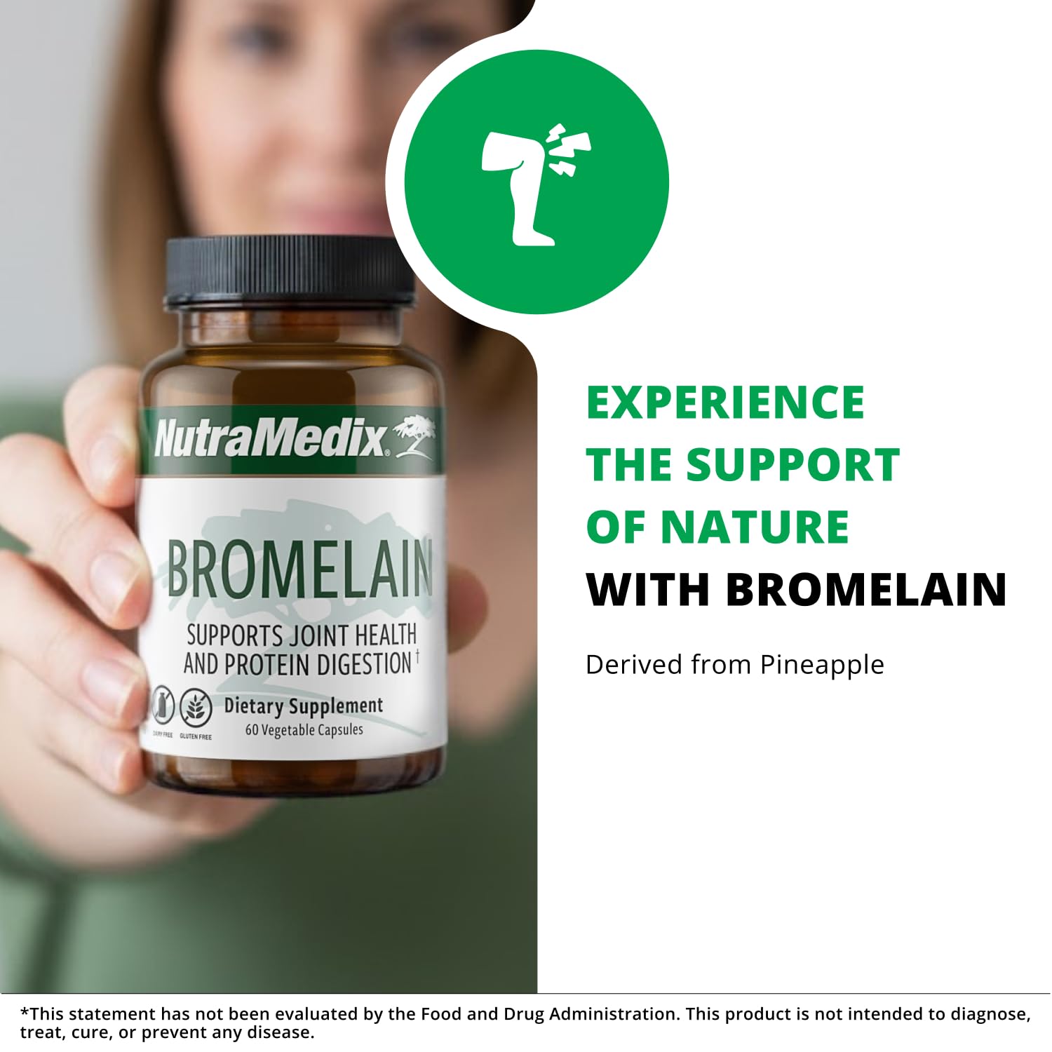 NutraMedix Bromelain bottle with gluten-free label appeals to gluten-free shoppers.