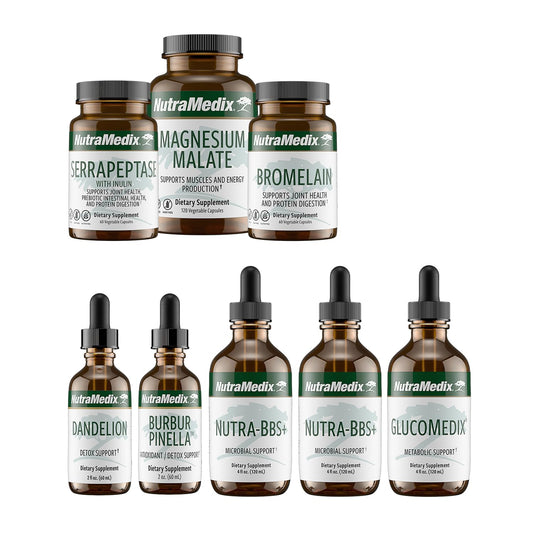 NutraMedix Cowden+ Month 6 detox kit on display signaling microbial balance support