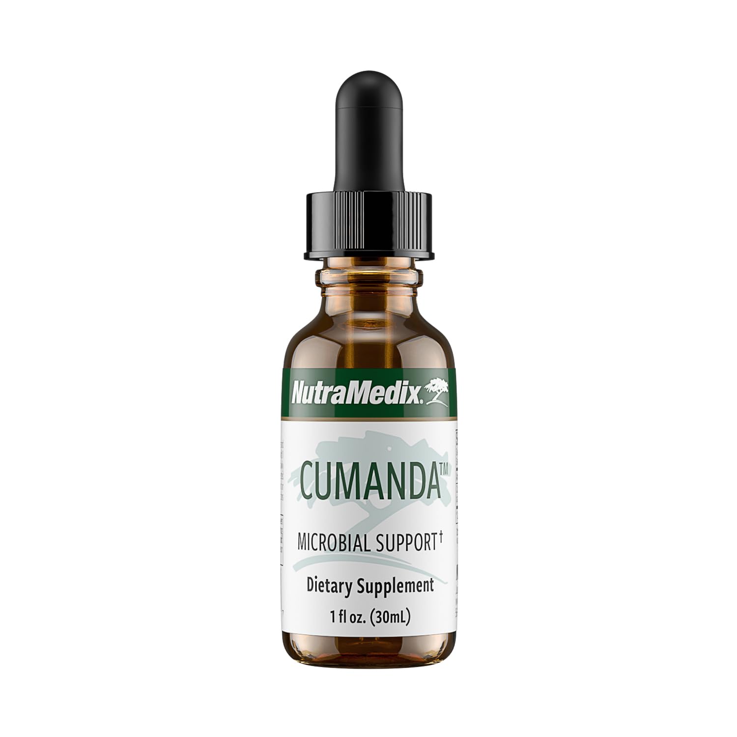 NutraMedix Cumanda bottle front view, herbal tincture for digestive balance.