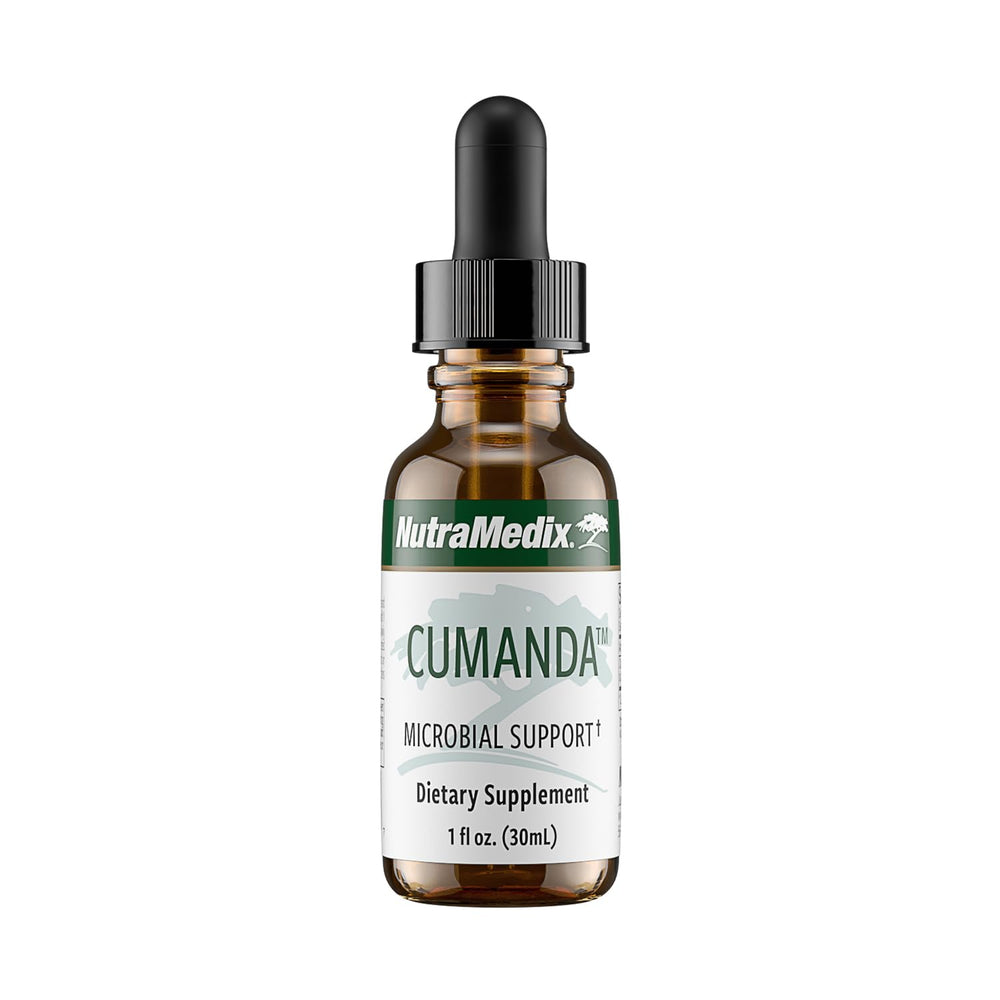 NutraMedix Cumanda bottle front view, herbal tincture for digestive balance.