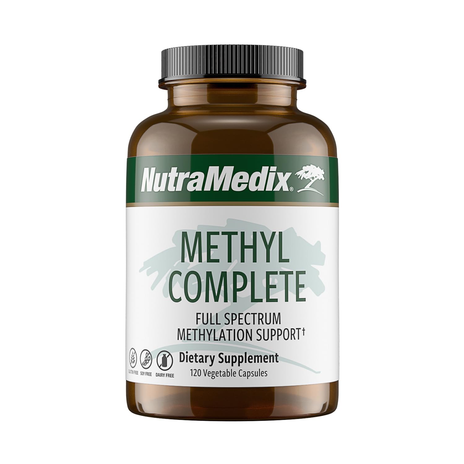NutraMedix Methyl Complete bottle label shown for reliable energy support and daily methylation care