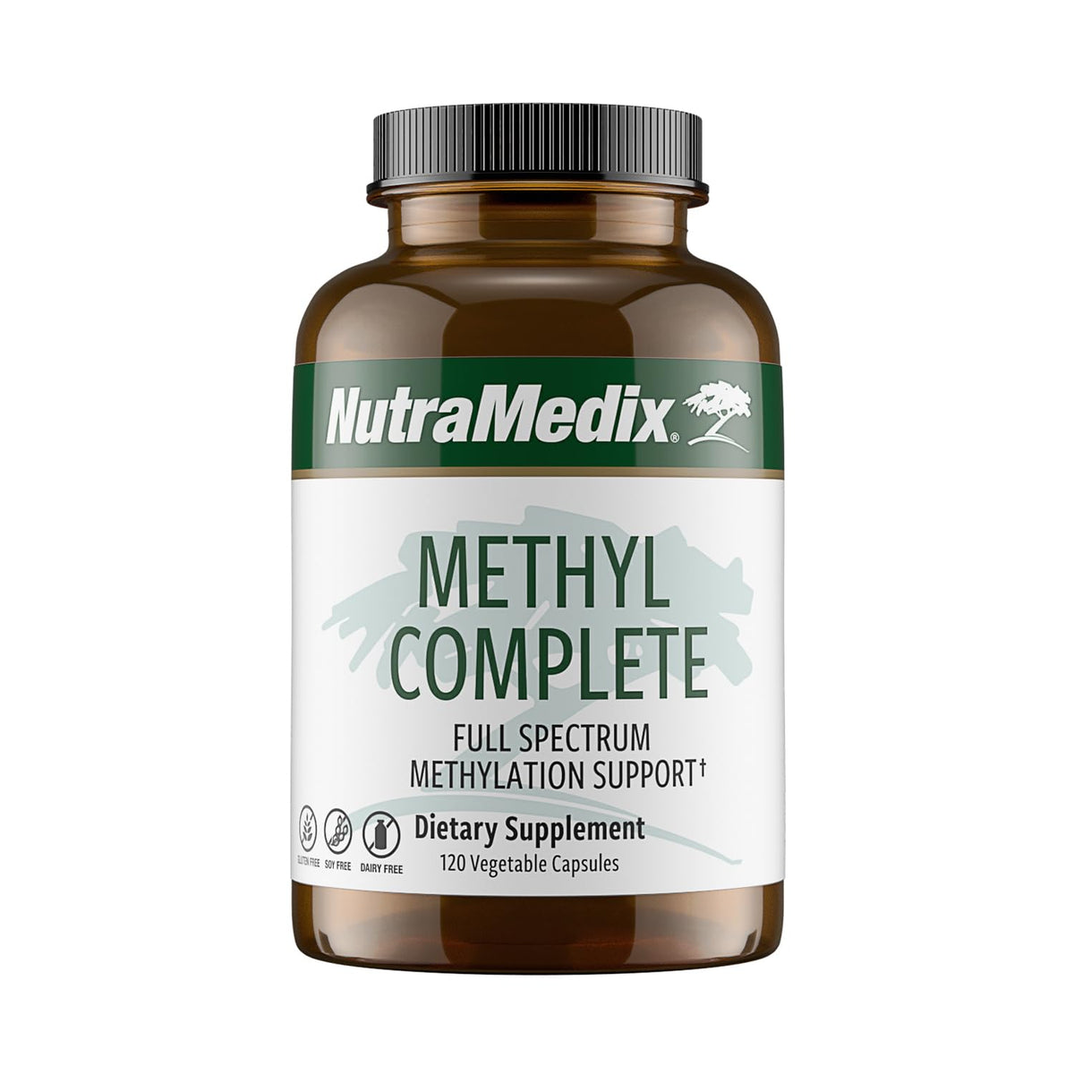 NutraMedix Methyl Complete bottle label shown for reliable energy support and daily methylation care