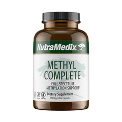 NutraMedix Methyl Complete bottle label shown for reliable energy support and daily methylation care