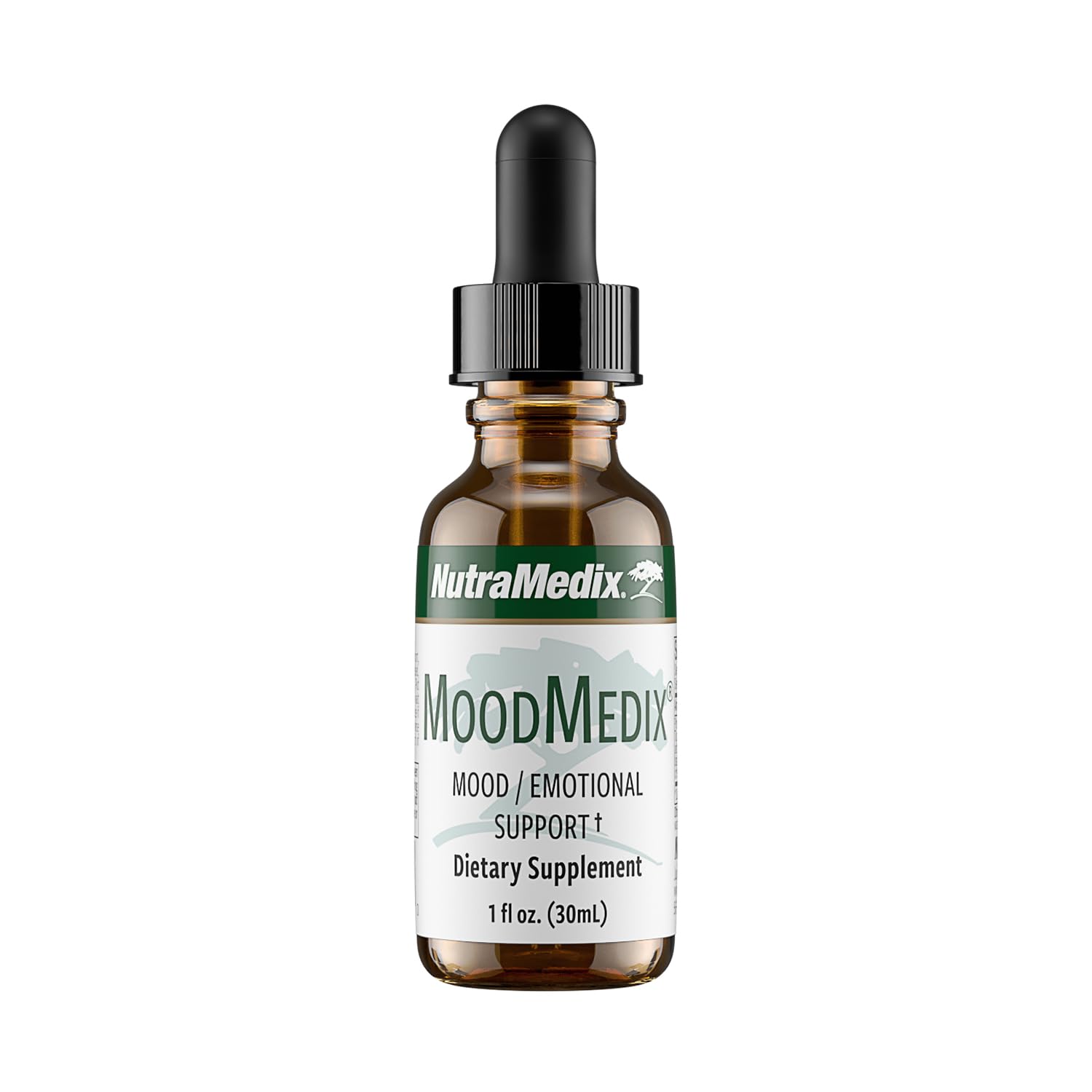 NutraMedix MoodMedix bottle being poured for easy daily mood support.