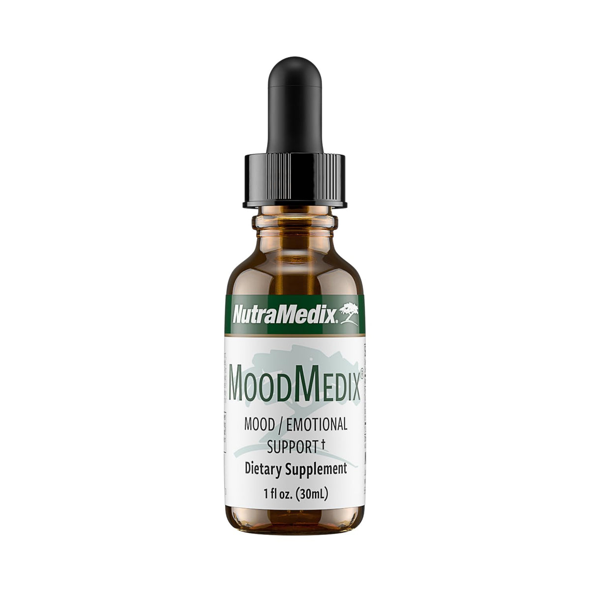 NutraMedix MoodMedix bottle being poured for easy daily mood support.