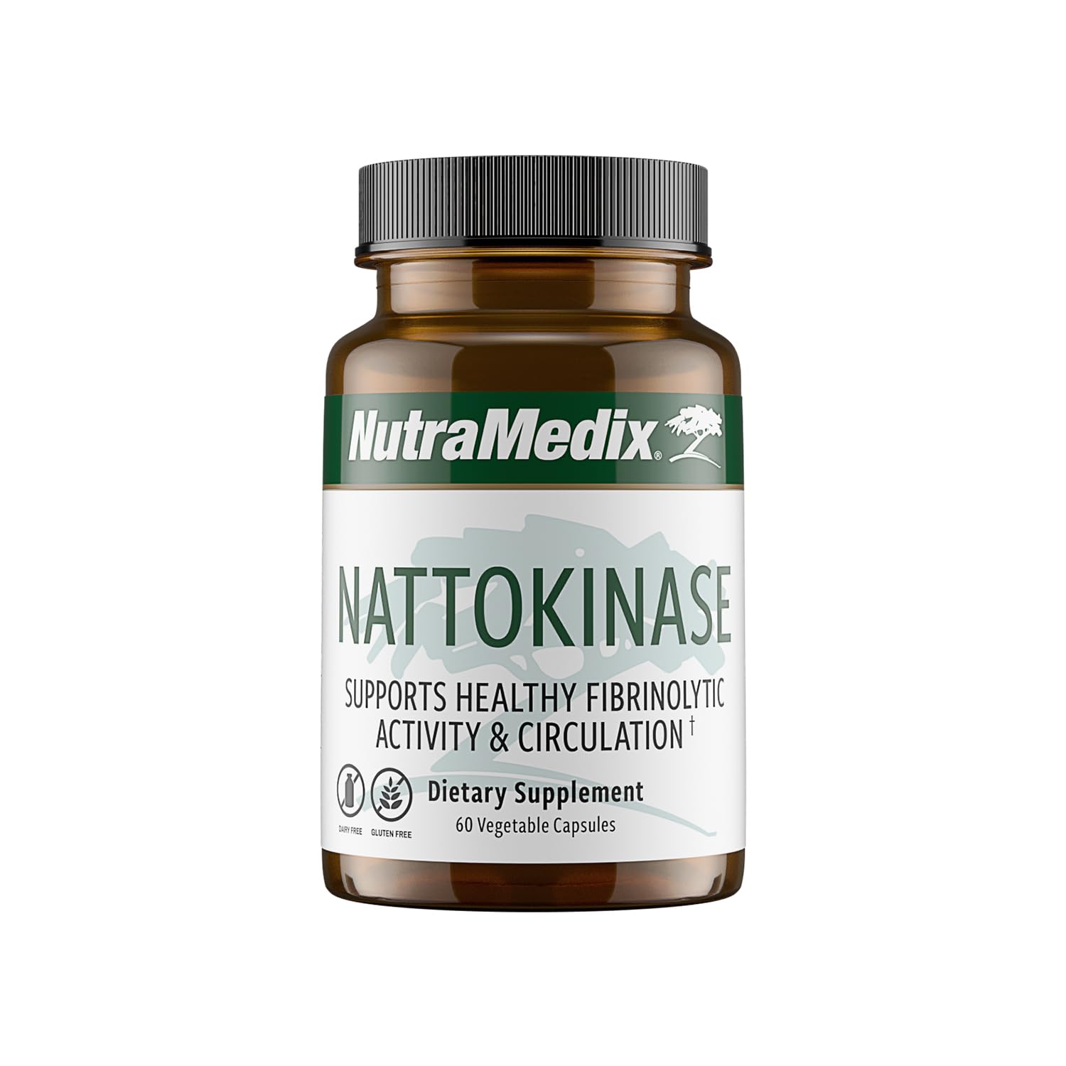 NutraMedix Nattokinase bottle with 60 capsules supports healthy circulation.