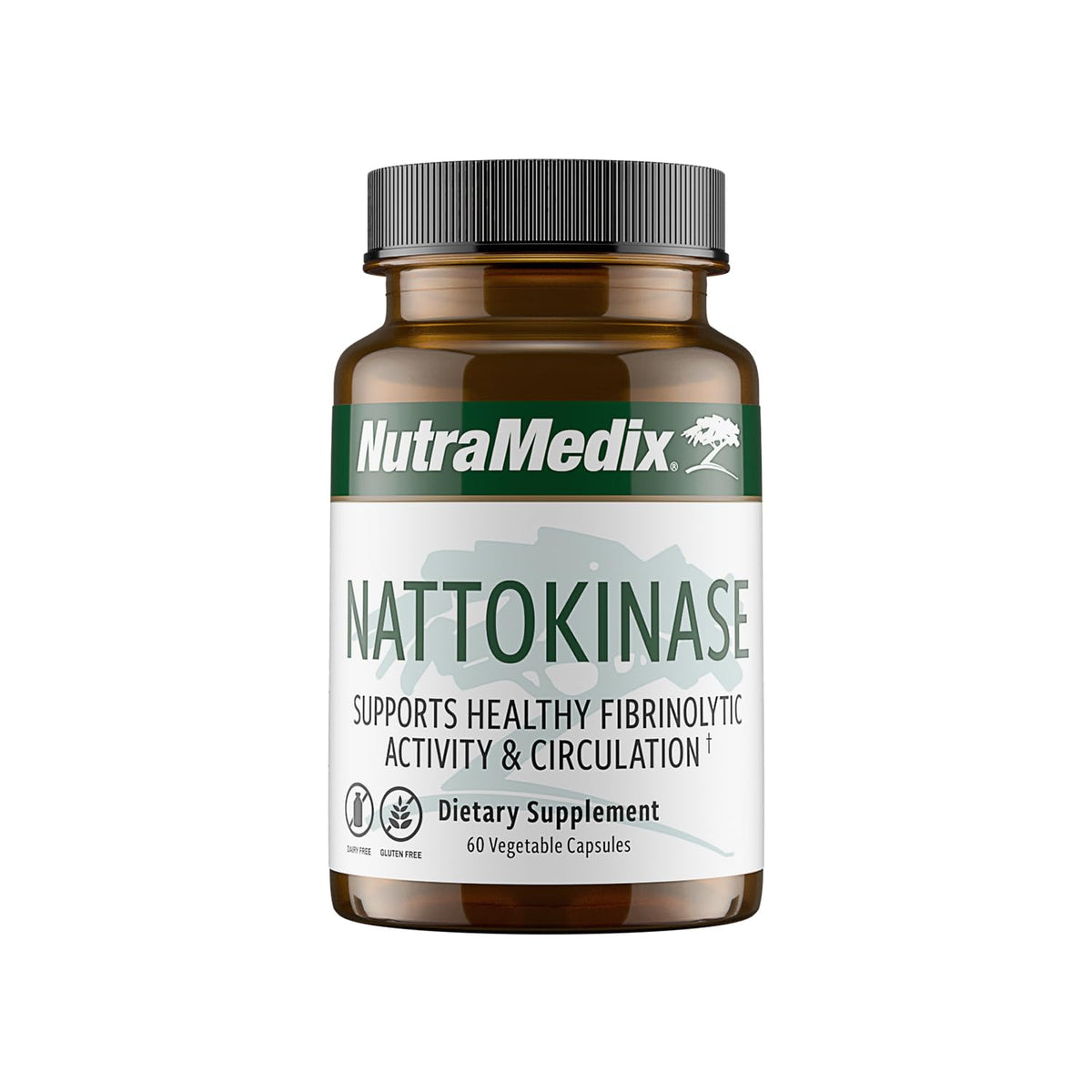 NutraMedix Nattokinase bottle with 60 capsules supports healthy circulation.