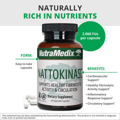 NutraMedix Nattokinase label showing NSK-SD40 purity for cardio support.