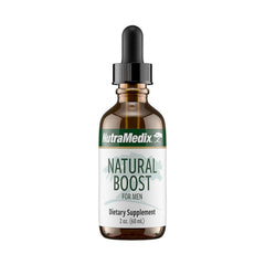 NutraMedix Natural Boost for Men bottle showing daily energy support.
