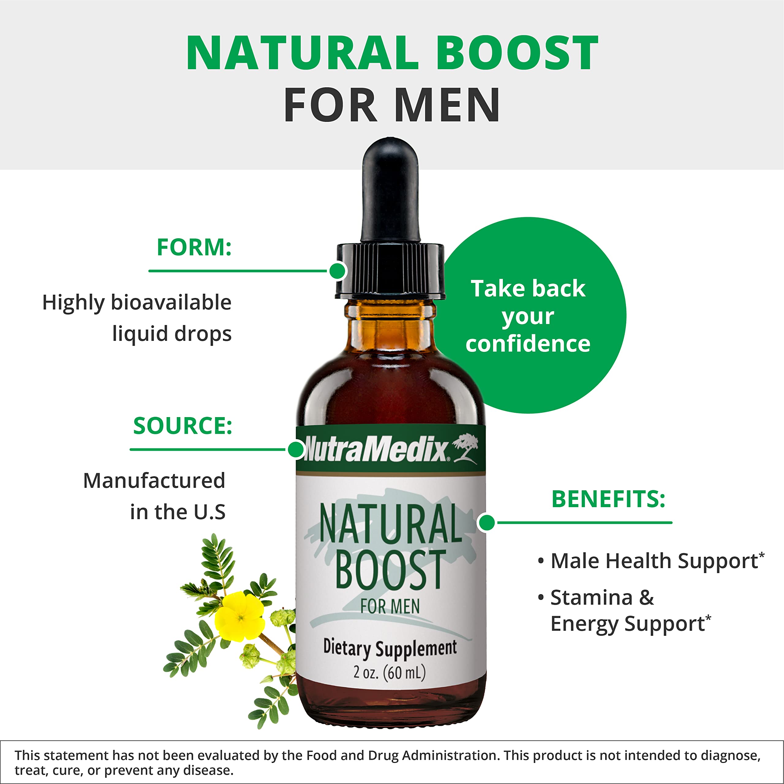 NutraMedix Natural Boost for Men liquid format ready for daily routines.