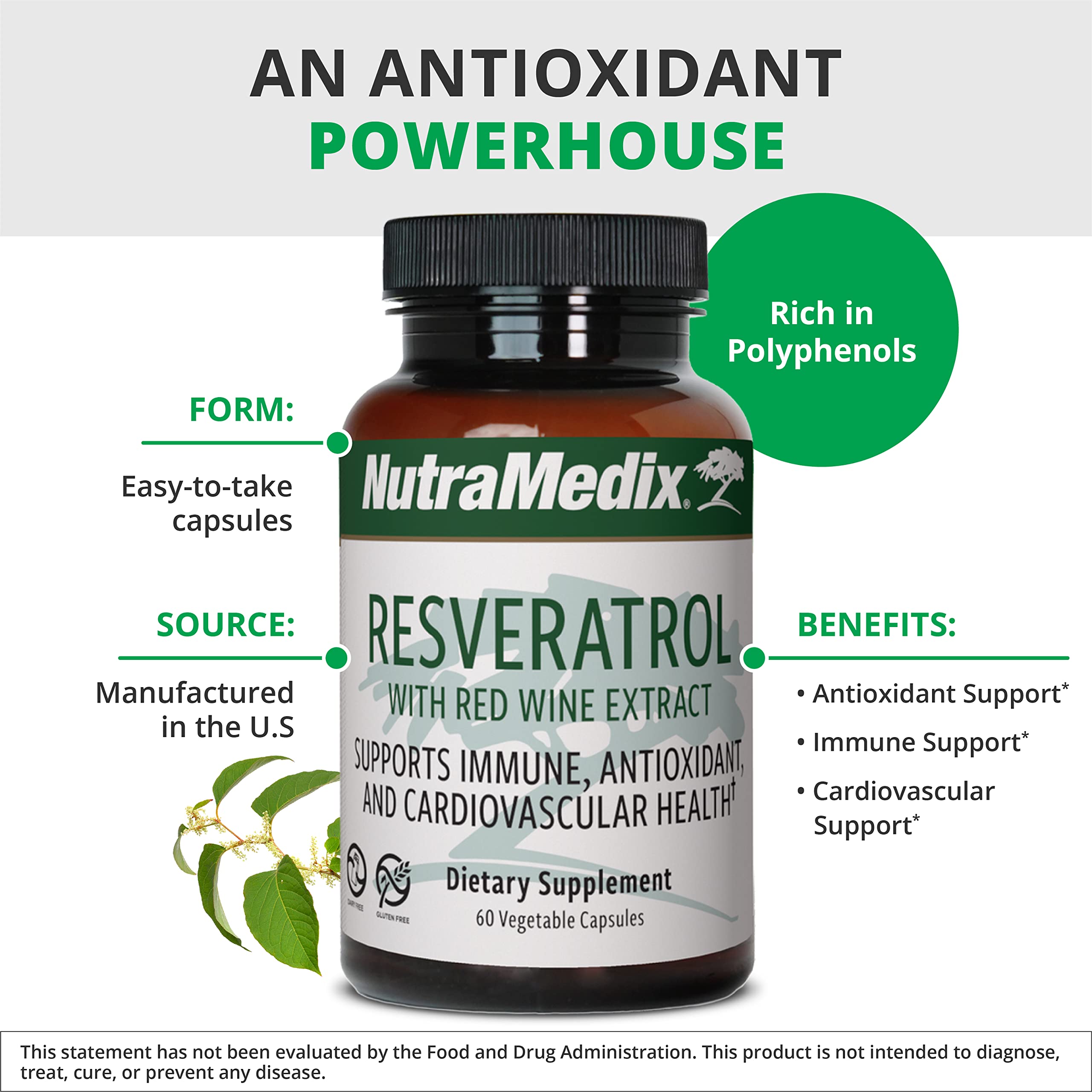 NutraMedix Resveratrol with grape skins close-up highlighting polyphenol-rich formula