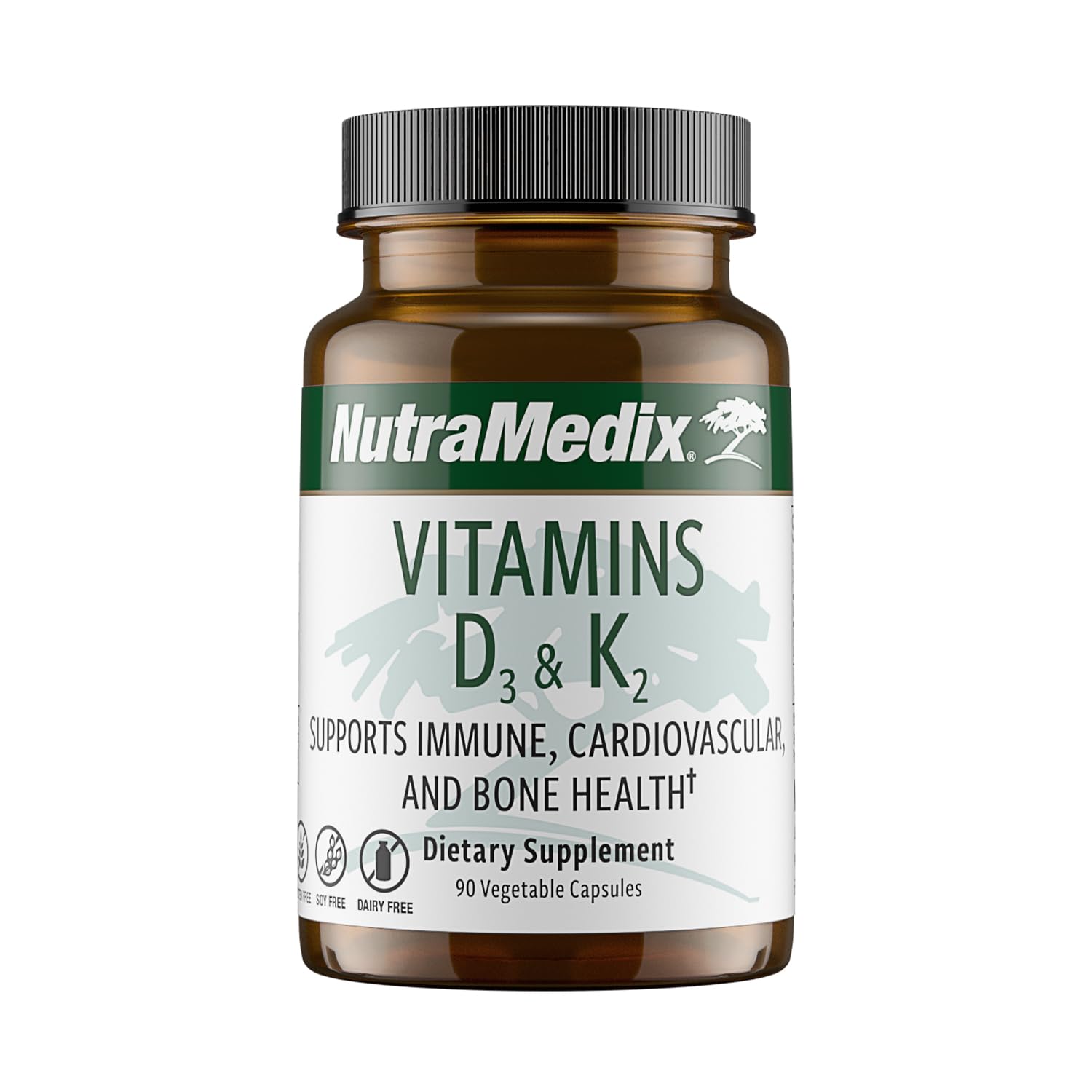 NutraMedix Vitamin D3 K2 immune bottle front label highlighting bone health benefits