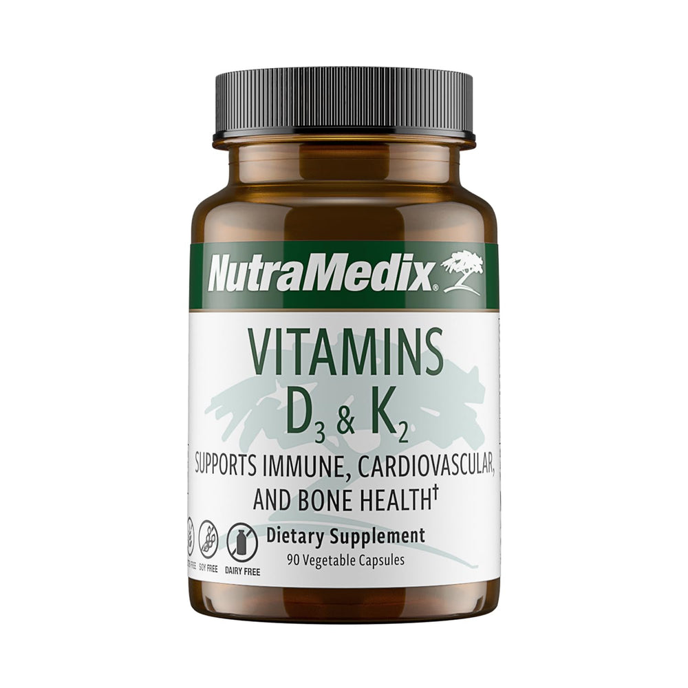NutraMedix Vitamin D3 K2 immune bottle front label highlighting bone health benefits