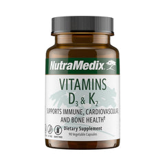 NutraMedix Vitamin D3 K2 immune bottle front label highlighting bone health benefits