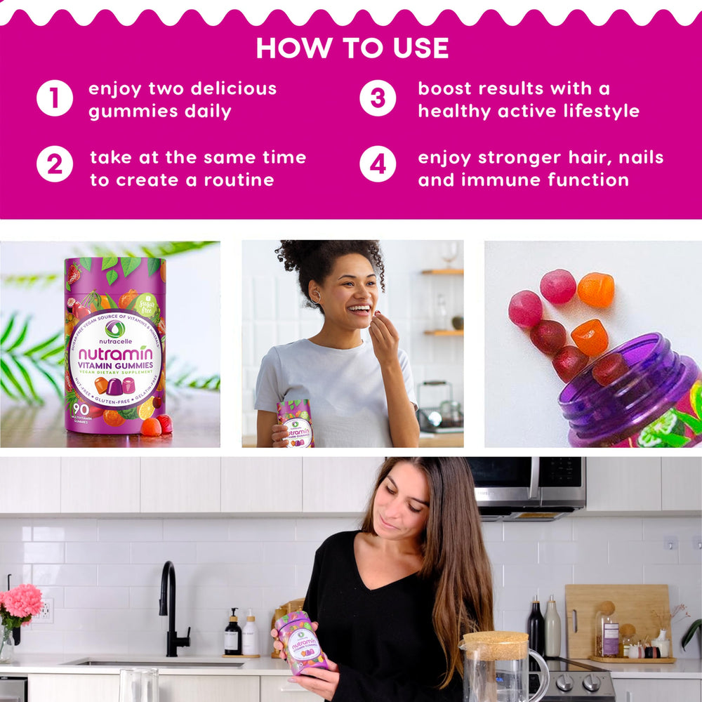 Plant-based multivitamin gummies designed for vegan lifestyles.