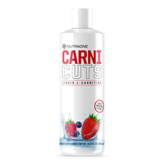 NutraOne Carnicuts bottle Berry Blast label highlights 1500 mg L-Carnitine for energy support.