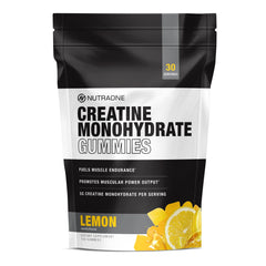 NutraOne Creatine Monohydrate Gummies on-the-go pack for convenient gym fueling and workouts.