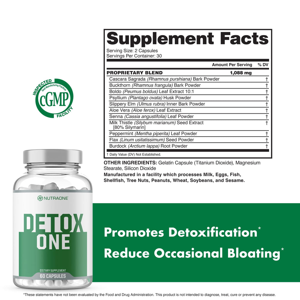 DetoxOne packaging featuring premium herbal blend.