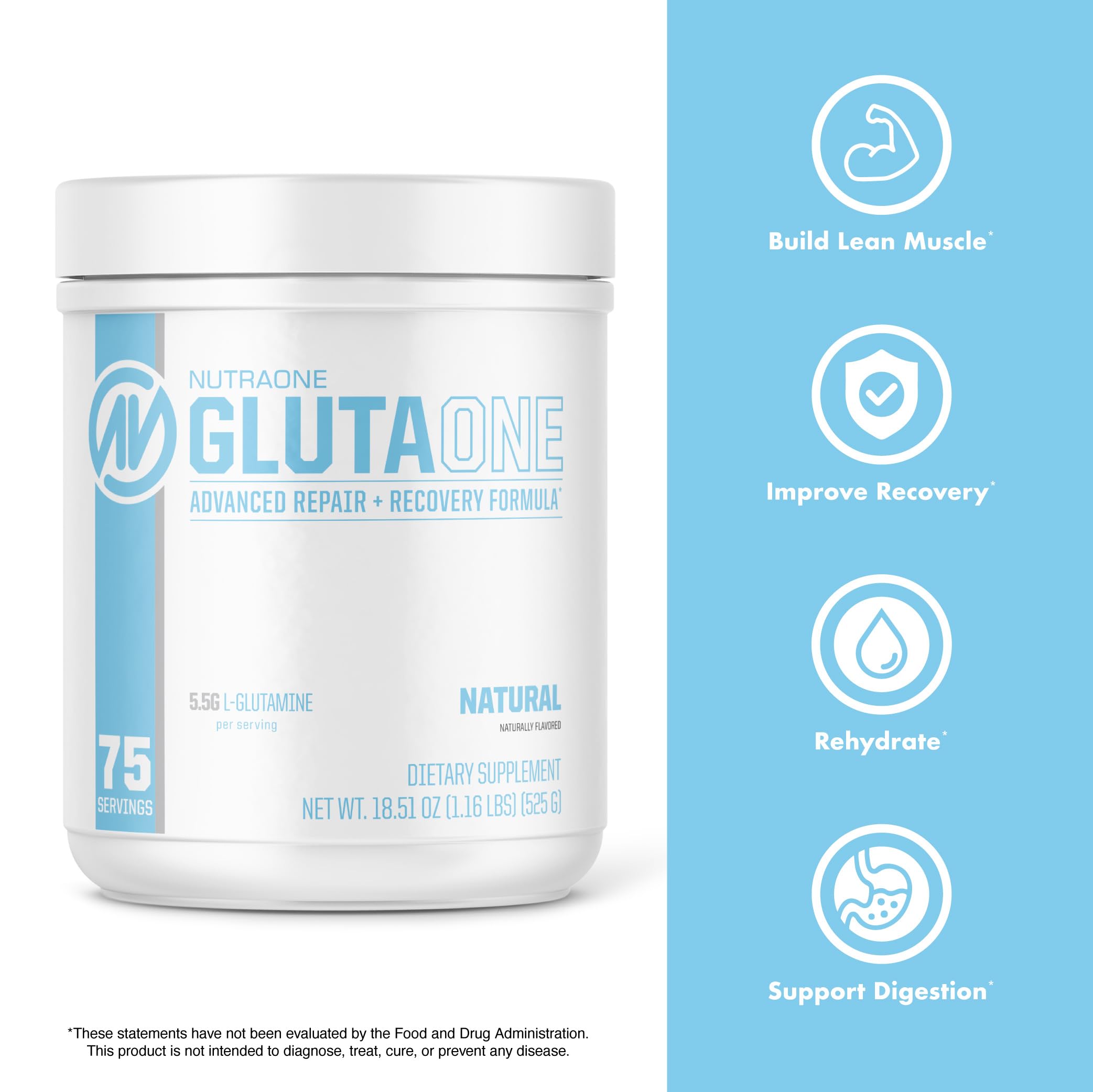 NutraOne GlutaOne powder dissolving in water demonstrating easy mixing