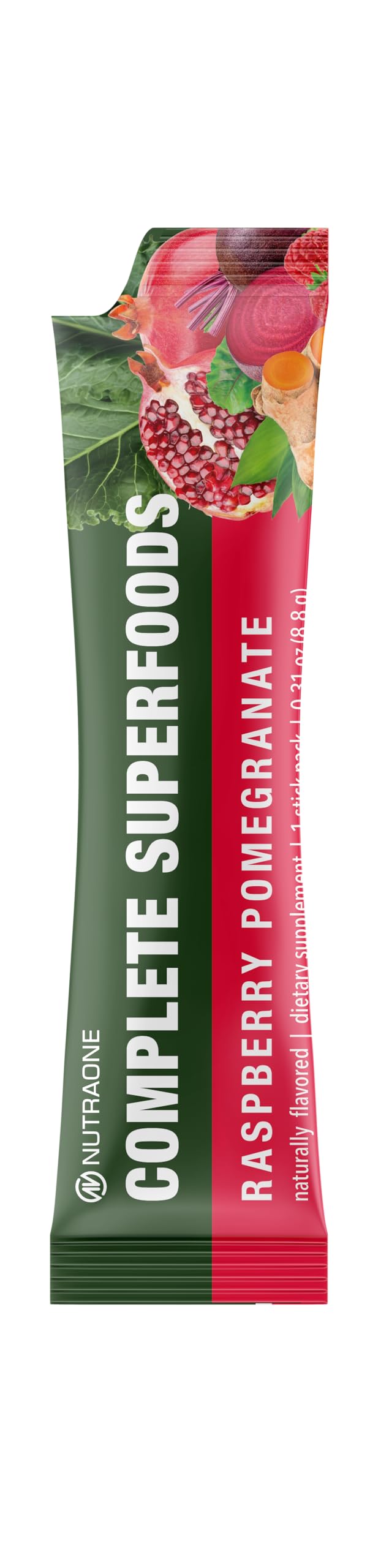 NutraOne Greens and Reds blend bottle highlights balanced fruit and veggie support.