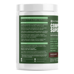 NutraOne Greens Reds Blend bottle displaying colorful powder ready for mix.