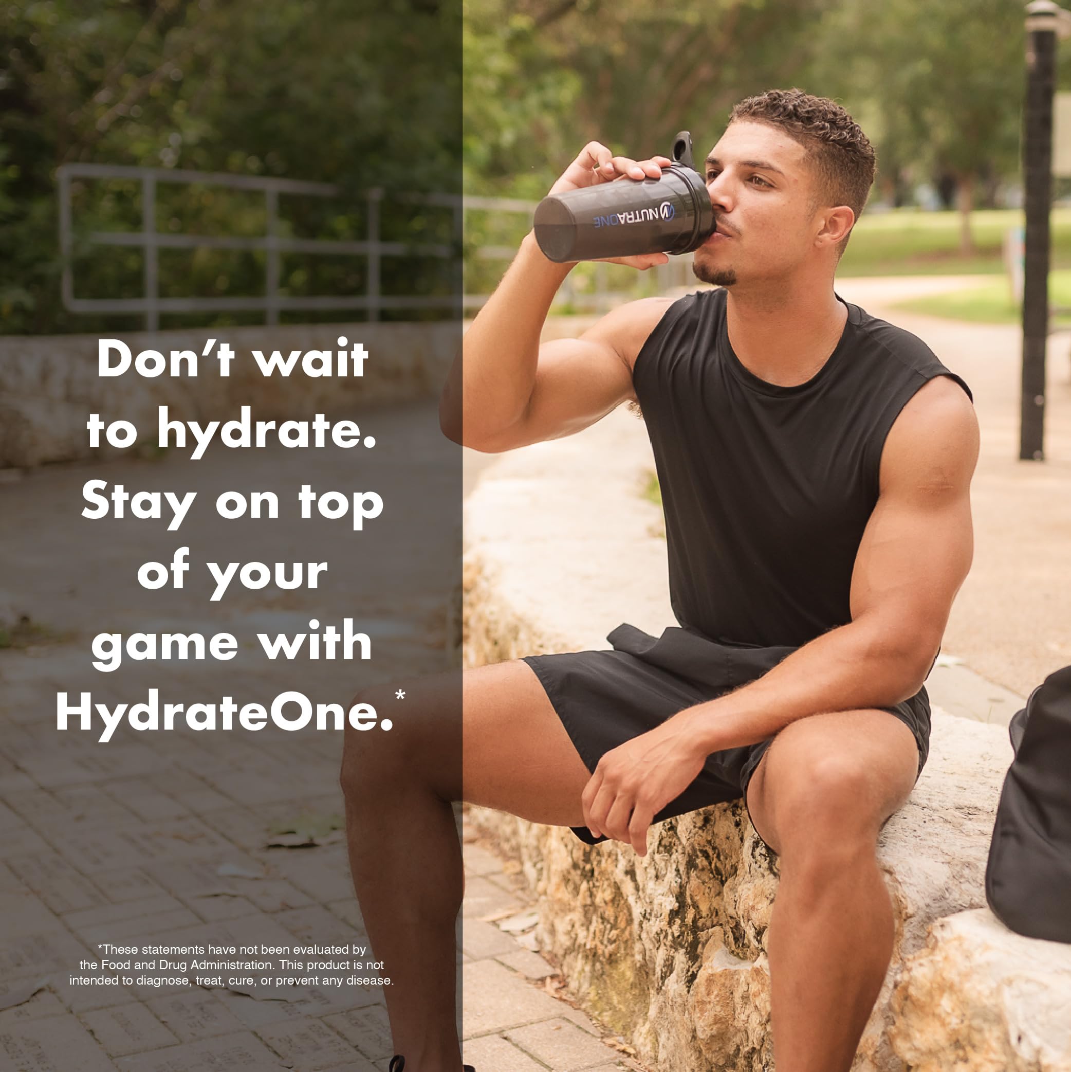 NutraOne HydrateOne container closeup highlights minerals and natural flavors.