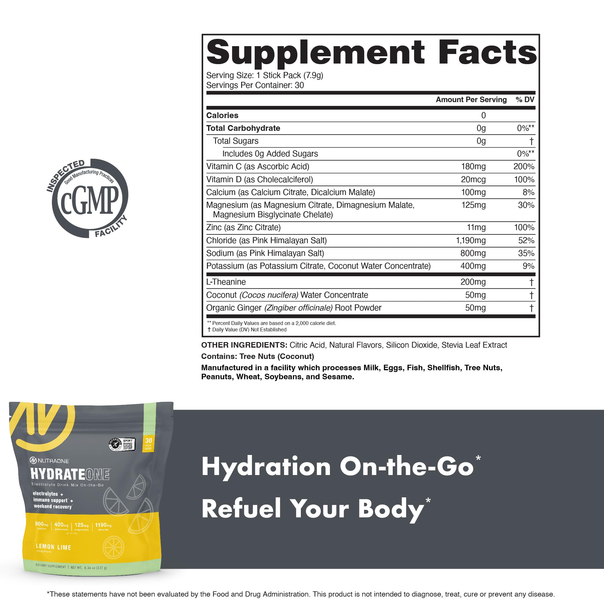 NutraOne HydrateOne powder closeup highlights texture and natural ingredients.