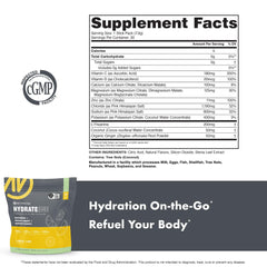 NutraOne HydrateOne powder closeup highlights texture and natural ingredients.