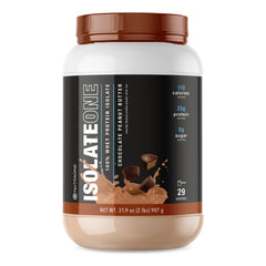 NutraOne IsolateOne whey bottle pour highlights a clean protein shake for workouts