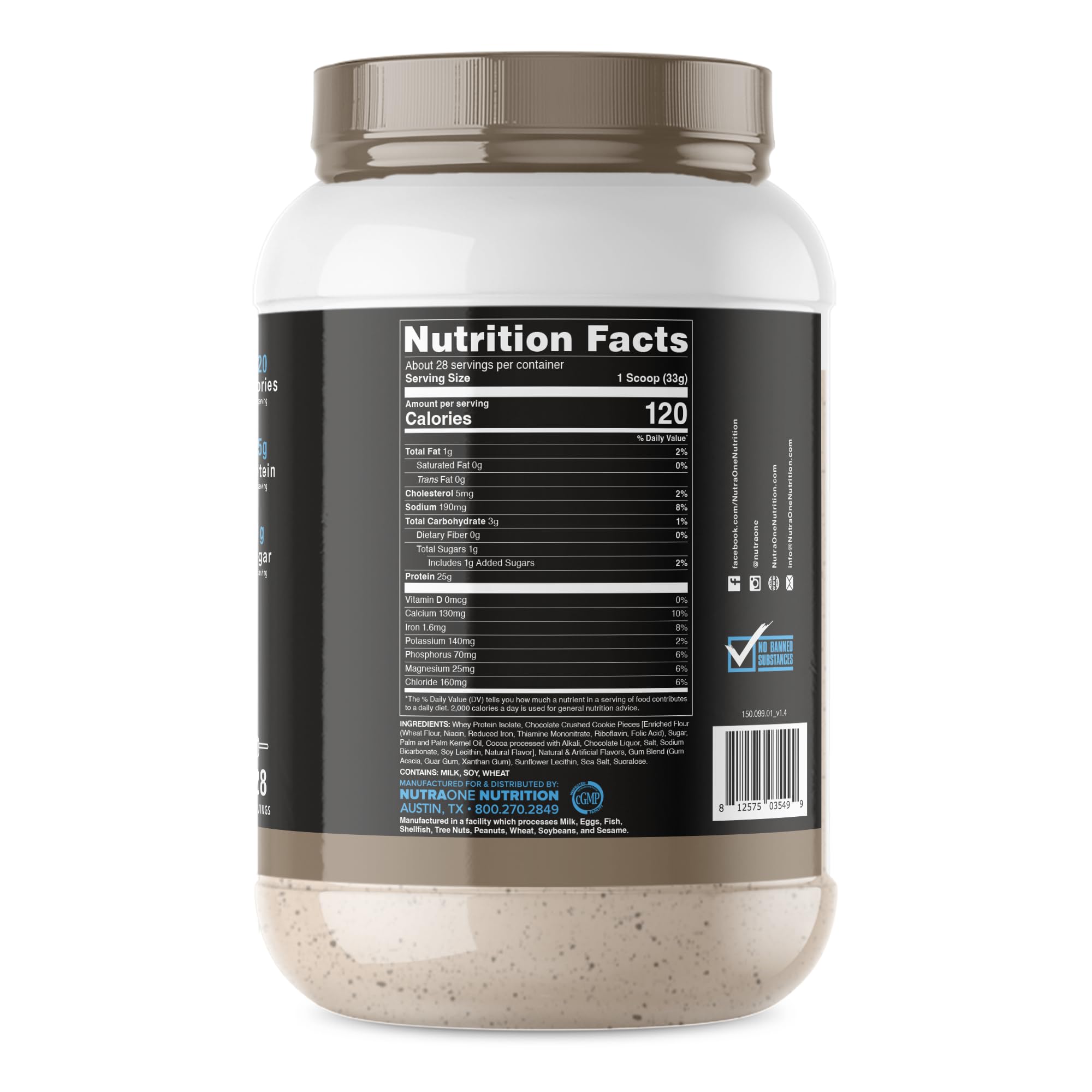 NutraOne IsolateOne Cookies & Cream shaker ready for a post-workout shake